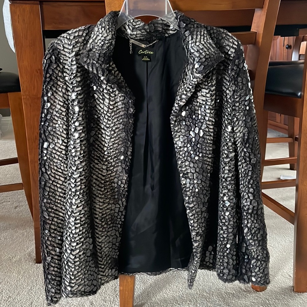 Fleece jacket with clear embellishments